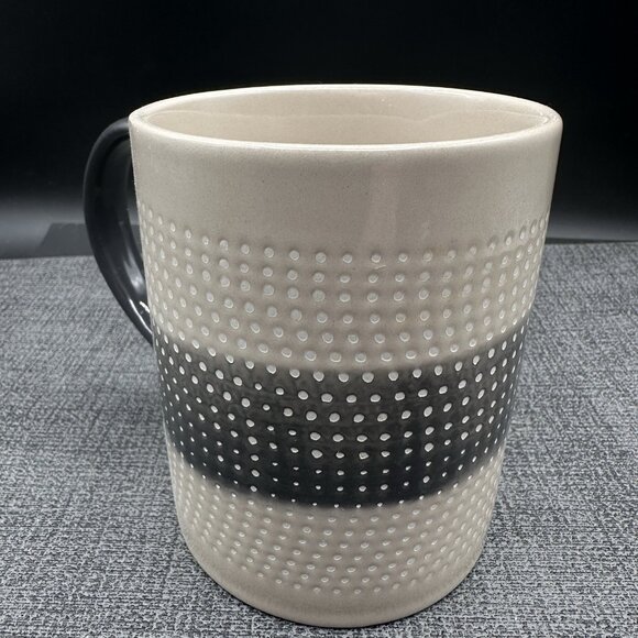 Modern Zen Gray Black Stoneware Mug Textured Dots Ombre - Picture 4 of 9